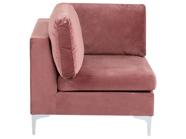 Hörnmodul 1-sits Rosa Sammet Soffa Metallben Silver Glamour Stil
