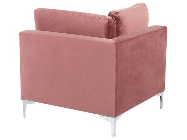 Hörnmodul 1-sits Rosa Sammet Soffa Metallben Silver Glamour Stil