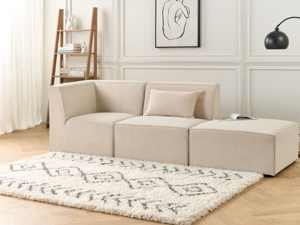1-sits Sektion Beige Manchester Jumbo Cord Soffa Modul Modern Enkelsits