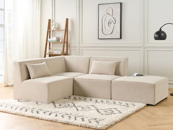 1-sits Sektion Beige Manchester Jumbo Cord Soffa Modul Modern Enkelsits