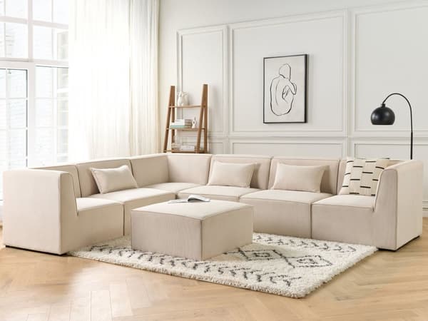 1-sits Sektion Beige Manchester Jumbo Cord Soffa Modul Modern Enkelsits
