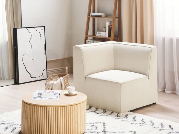 Hörnsektion Beige Manchester 1-sits Jumbo Cord Soffa Modul Modern Enkelsits