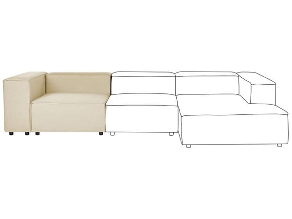 Hörnsektion Beige Linne 1-sitsig Soffa Modul Modern Enkelsits Vardagsrum