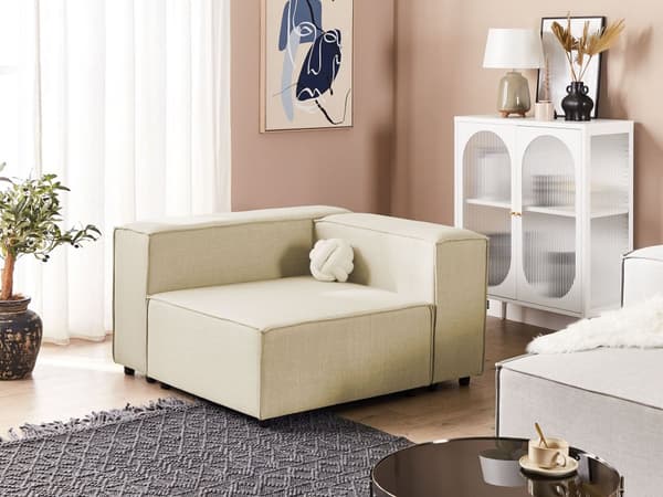 Hörnsektion Beige Linne 1-sitsig Soffa Modul Modern Enkelsits Vardagsrum
