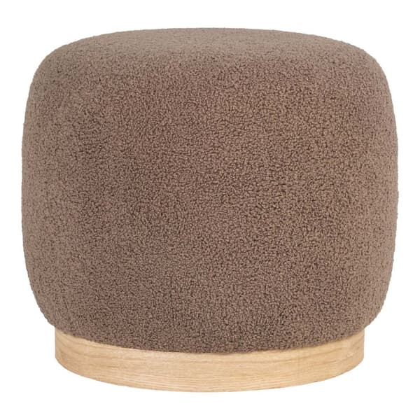 Belfort puff bouclé Ø44cm brun.