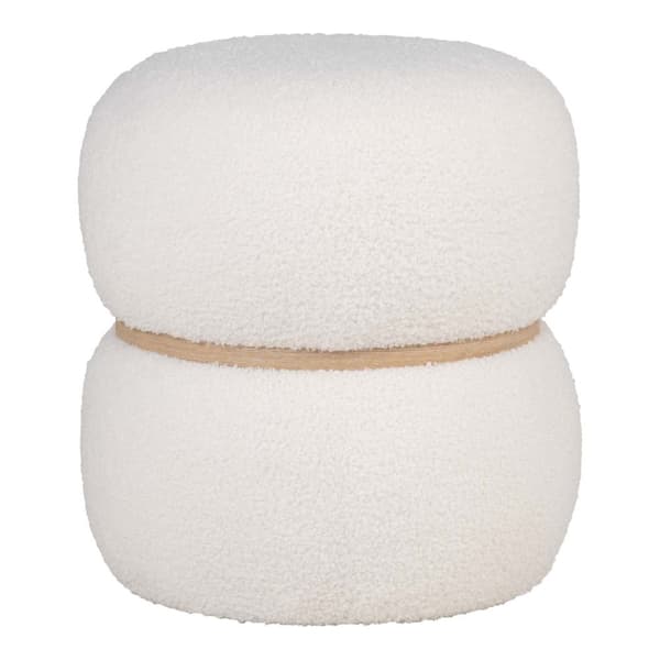 Milford puff bouclé Ø38cm vit.