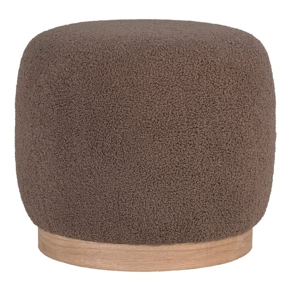 Belfort puff bouclé Ø44cm brun.