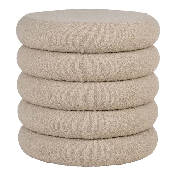 Brooklyn puff bouclé med lagring Ø44cm beige.