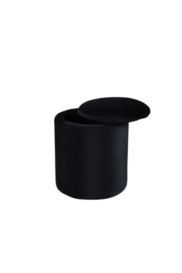 Limpen puf Ø32cm velour med opbevaring sort.