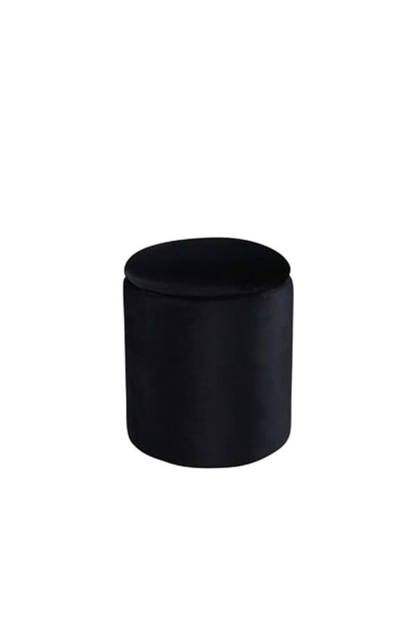 Limpen puff Ø32cm velour med lagring svart.