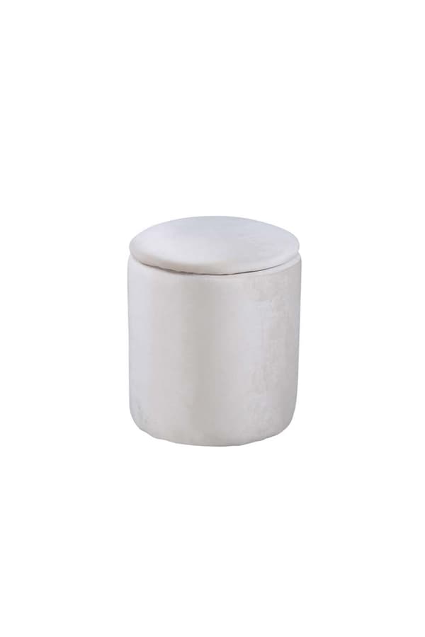 Limpen puf Ø32cm velour med opbevaring hvid.