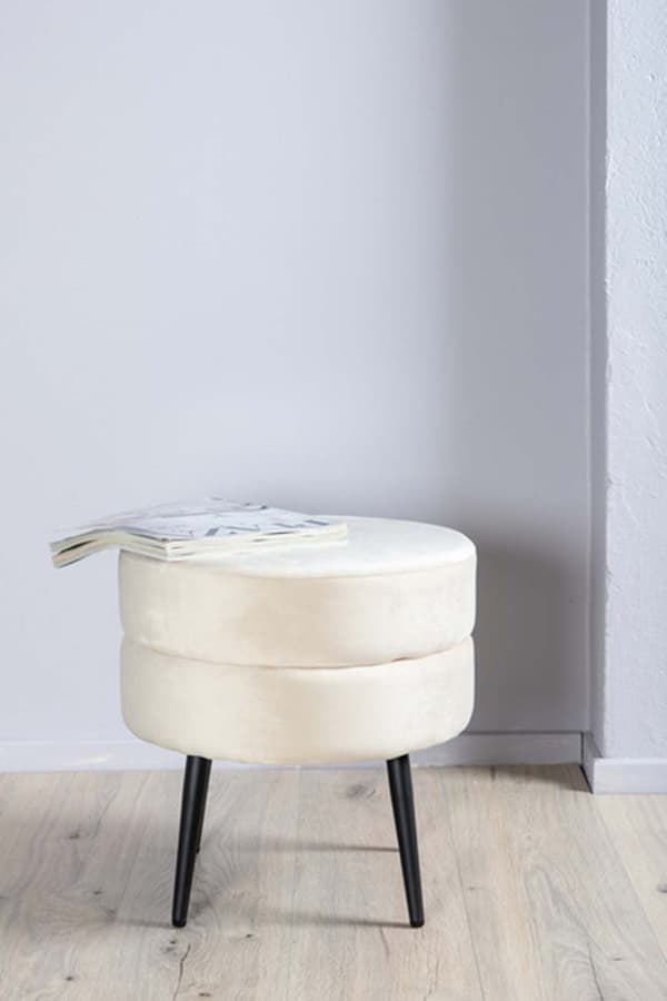 Pot puf Ø40cm velour beige.