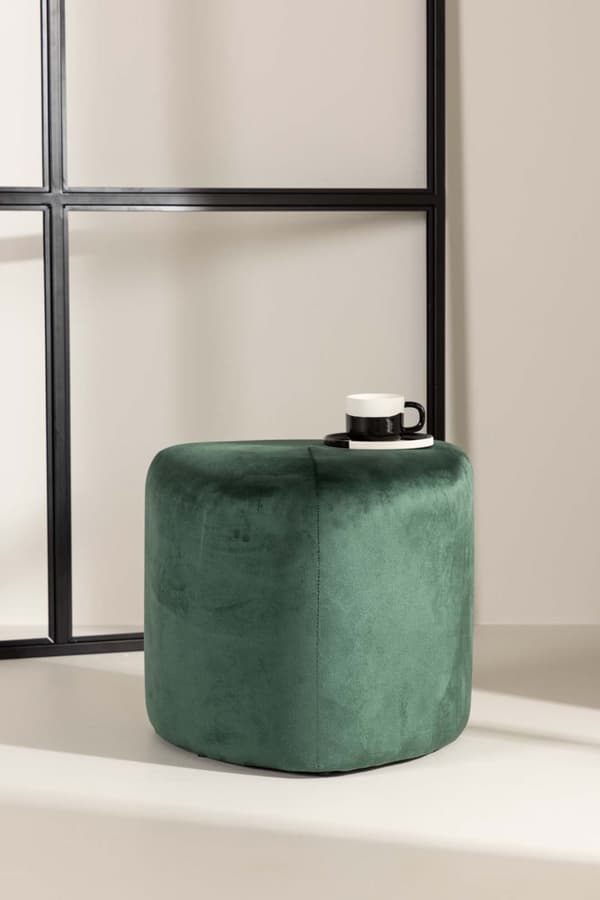 Peg puff Ø46cm velour grønn.