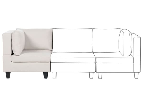 Hörnsektion 1-sits Ljusbeige Polyestertyg Klädd Fåtölj med Dyna Modul Del av Modulsoffa Modern Design Vardagsrum
