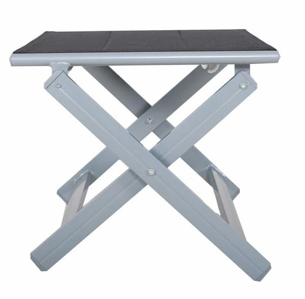 Ambientehome - 50215 - Set med 2 aluminium fotstöd Silver ram set, svart beläggning med grå klädsel
