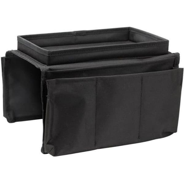 Fjärrkontrollshållare - Svart - 53 cm - 6 fickor - 100% polyester - Soffarmstöd