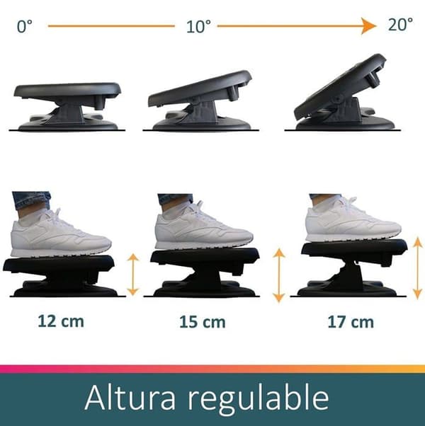 Unilux fotstöd - 400160992 - Nymphea Ergonomiskt kontorsfotstöd, höj- och sänkbart och halkfritt, Grå
