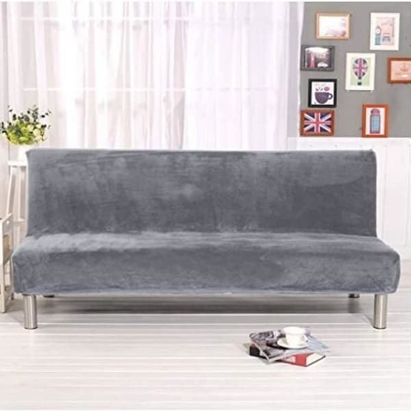 Bäddsoffa Överdrag - Enfärgad Grå Färg - Elastisk - Storlek 180-210cm