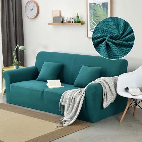 2-sits sofföverdrag Elastisk Stretch Tjock Mjuk passform Cyan