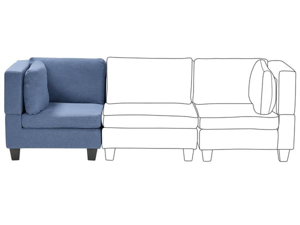 Hörnsektion Moduldel Blå Polyestertyg Stoppad Sittsektion med Dyna Modulstycke Modulär Soffa Element Modulsoffa