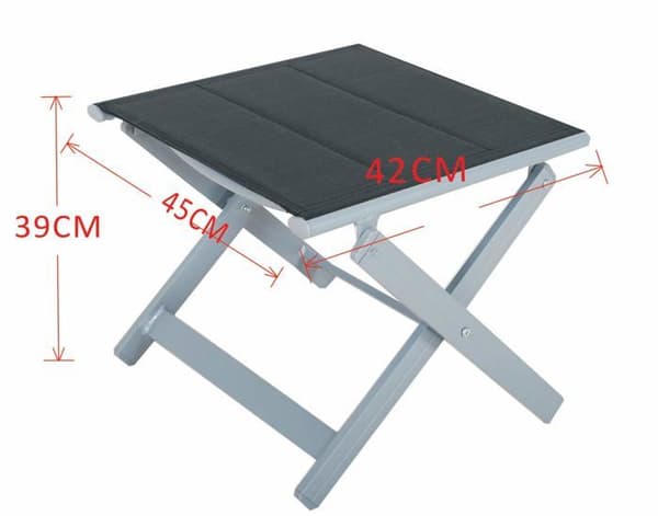Ambientehome - 50215 - Set med 2 aluminium fotstöd Silver ram set, svart beläggning med grå klädsel