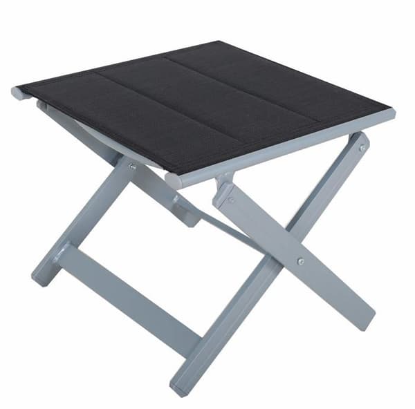 Ambientehome - 50215 - Set med 2 aluminium fotstöd Silver ram set, svart beläggning med grå klädsel