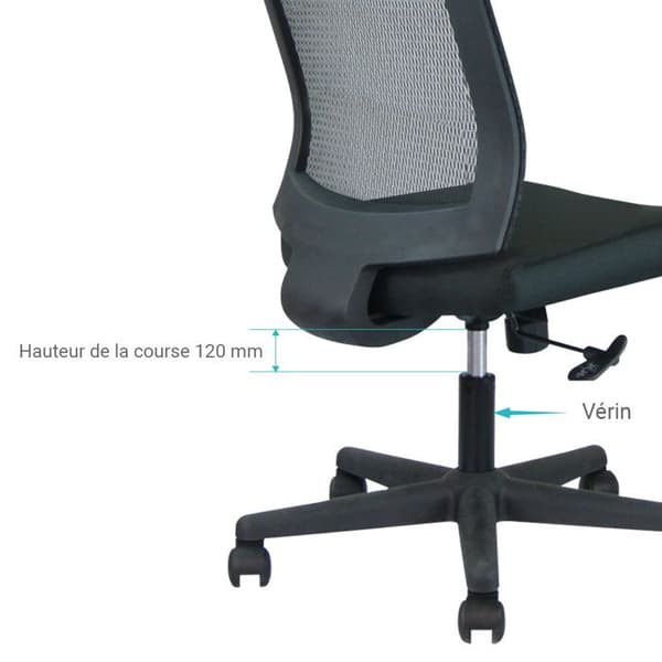 Ersättningscylinder för kontorsstol - WAYTEX - 78159 - Höjdjusterbar - Universal - Svart