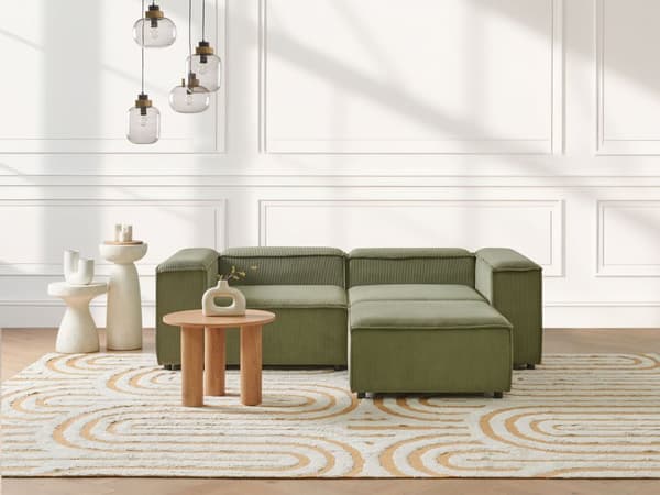 Hörnmodul Höger Hörndel Grön Manchester 1-sits Soffmodul Modern Enkelsits Svarta Ben Vardagsrum