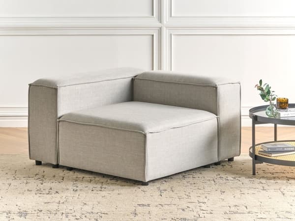 Hörnsektion Höger Ljusgrå Polyester 1-sits Soffmodul Modern Enkelsits Svarta Ben Vardagsrum