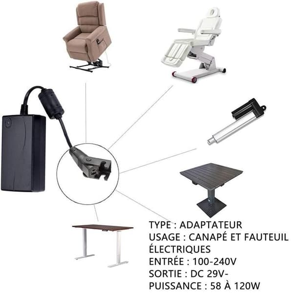TD® Liggstol Soffa Sittadapter Elektrisk anslutning Liggande Avkopplande Massage Sits Mycket hög effekt 120W Max