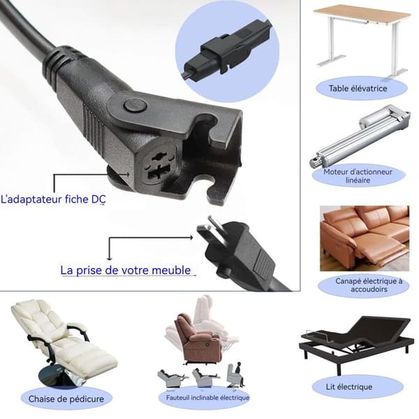 TD® Liggstol Soffa Sittadapter Elektrisk anslutning Liggande Avkopplande Massage Sits Mycket hög effekt 120W Max
