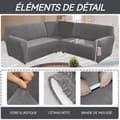 Miniatyrbild 2 av 4: Tjock sammet i L-form 5 platser chaise longue hörnsofföverdrag enfärgad möbelöverdrag enkel överdrag