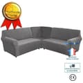 Miniatyrbild 1 av 4: Tjock sammet i L-form 5 platser chaise longue hörnsofföverdrag enfärgad möbelöverdrag enkel överdrag