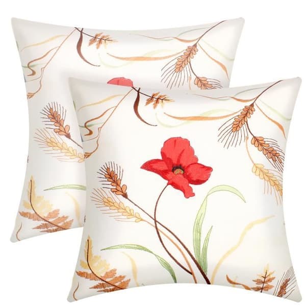 Set med 2 Kuddöverdrag 40x40 cm Broderad Blomma och Ängsblommor