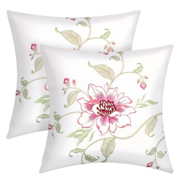 2-pack Kuddöverdrag 40x40 cm Broderad Unik Blomma