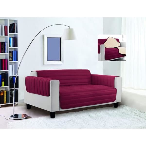 TRENDY Vattentätt quiltad sofföverdrag Bordeaux/Cream, 2 säten - CD-TRENDY-BORDEAUX/PANNA-2P
