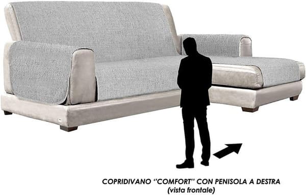 Comfort - CDDX- COMFORT PENISOLA- GRIGIO -190 - Italienskt Sängkläder Halkskyddat sofföverdrag med schäslong Grå 190 cm