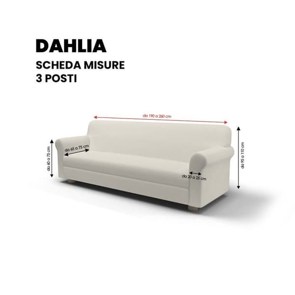 Mb home basic sofföverdrag - CD-DA-TORTORA-3P - Dahlia elastiskt sofföverdrag, Dove Grey, 3-sits