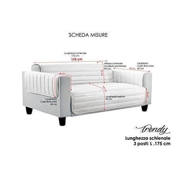 Vattentät Trendy quiltad sofföverdrag i Ljusgrå-Mörkgrå, 3 platser CD-TRENDY-GRIGIO CHIARO-GRIGIO SCURO-3P