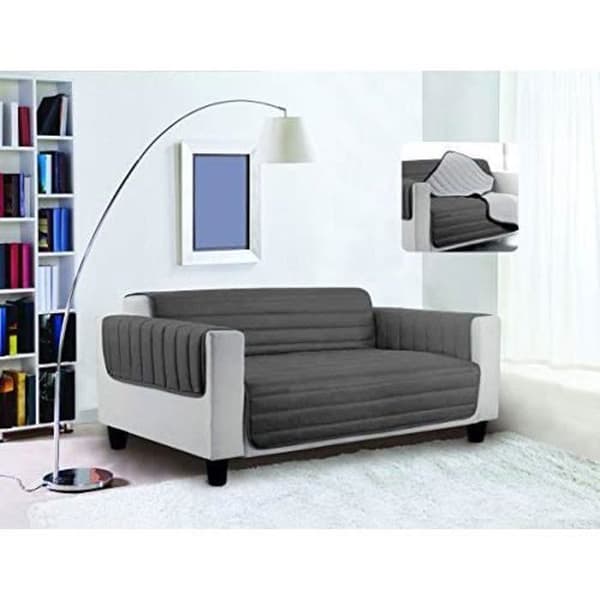 Vattentät Trendy quiltad sofföverdrag i Ljusgrå-Mörkgrå, 3 platser CD-TRENDY-GRIGIO CHIARO-GRIGIO SCURO-3P