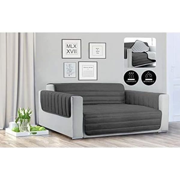 Vattentät Trendy quiltad sofföverdrag i Ljusgrå-Mörkgrå, 3 platser CD-TRENDY-GRIGIO CHIARO-GRIGIO SCURO-3P