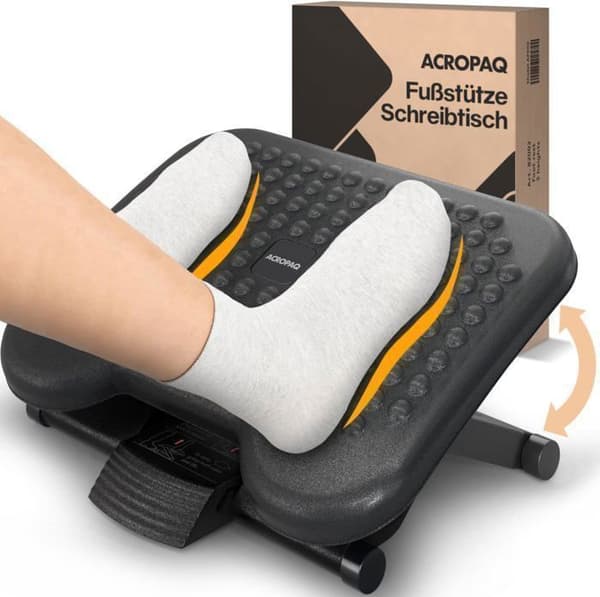 ACROPAQ Ergonomisk Kontorsfotstöd med Antiglid, Yta med Piggar - 3 Justerbara Höjder - Justering av Lutningsvinkel