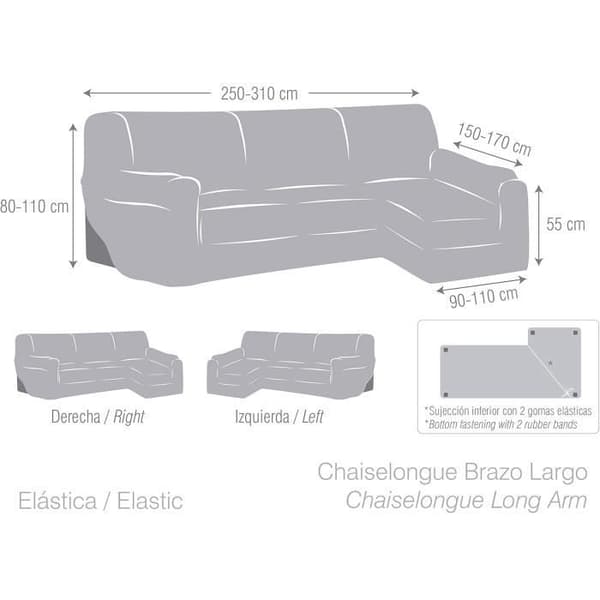 Chaise Longue - Eysa - Dröm - Icke-elastisk - 240 cm - Färg 31-vison