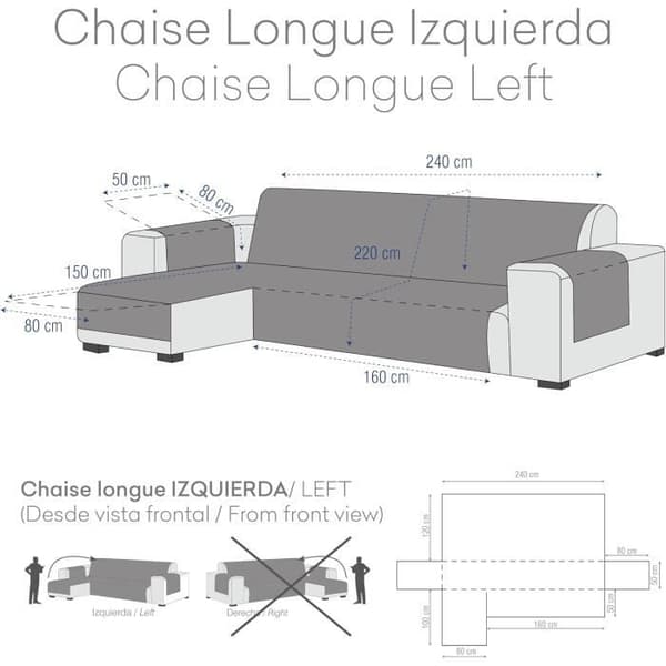 Chaise Longue - Eysa - Dröm - Icke-elastisk - 240 cm - Färg 31-vison