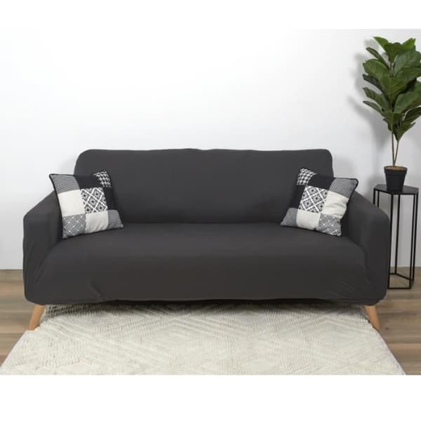 Soffaöverdrag - Extensibelt soffaöverdrag - Tre platser - Grå - 230 x 80 x 85 cm - Maskintvättbart