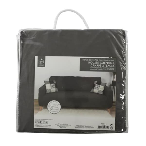 Soffaöverdrag - Extensibelt soffaöverdrag - Tre platser - Grå - 230 x 80 x 85 cm - Maskintvättbart