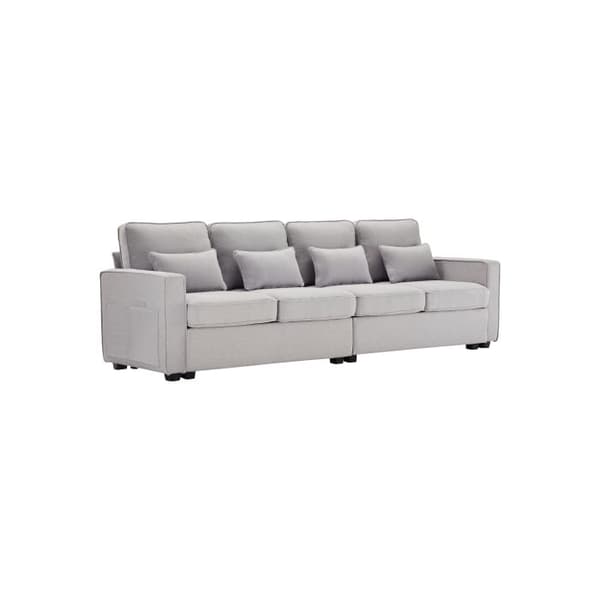 Modern 4-sits linsoffa, 4-sits soffa med armstöd och 4 kuddar, minimalistisk stilsoffa