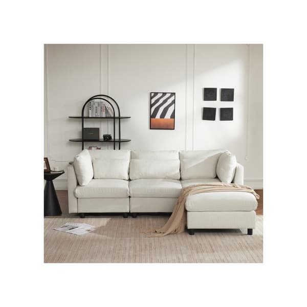 Modern design, Polstermöbler, Hörnssoffa med fotstöd, L-formad hörnssoffa
