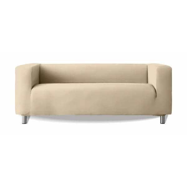 Housse till soffa Milica Housse till soffa modell Klippan med armstöd, mjukt elastiskt tyg New York - Färg 01 elfenben