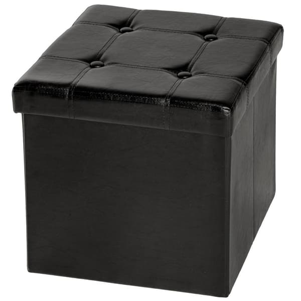 Foldbar puf med opbevaring 38x38x38cm - sort